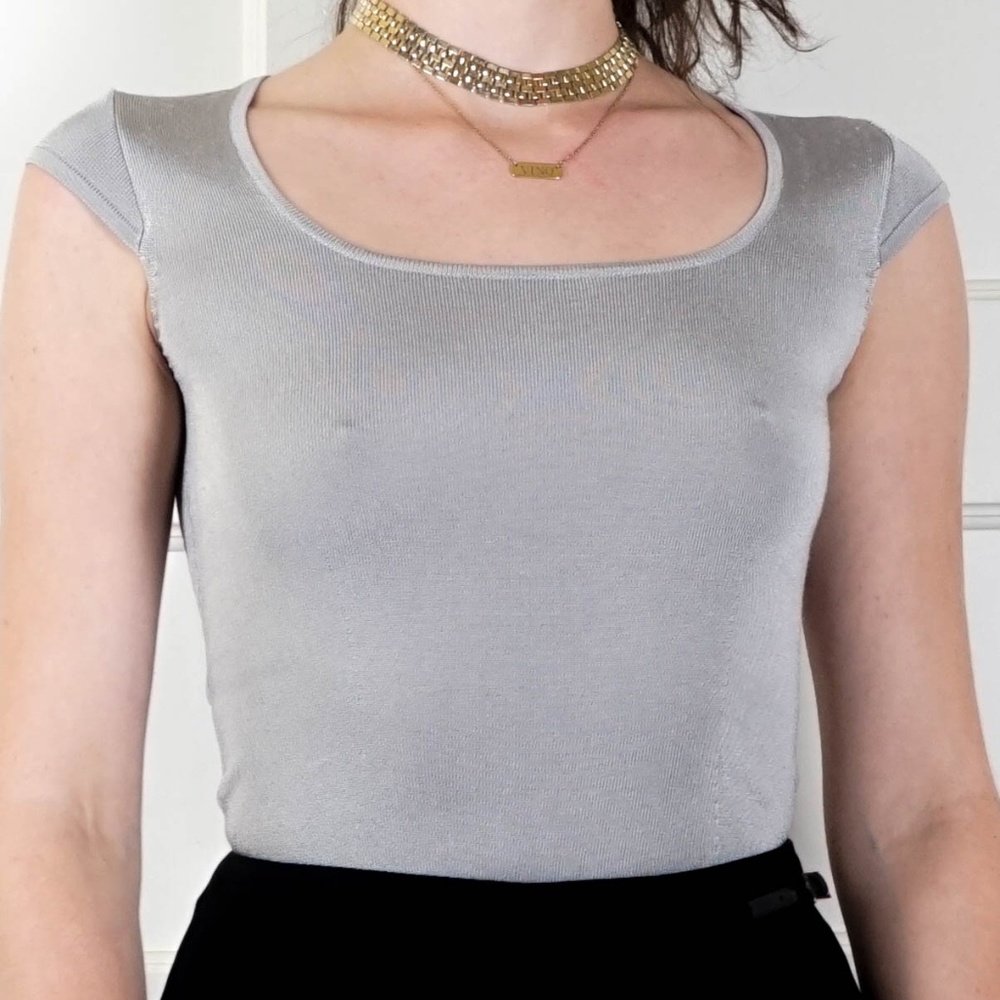 Vintage Silver Cap Sleeve Top
